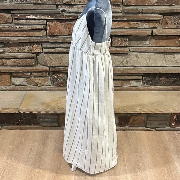 Jenni Kayne Cove Dress in Gold Stripe Spaghetti Strap Ankle Length - Picture 4 of 11